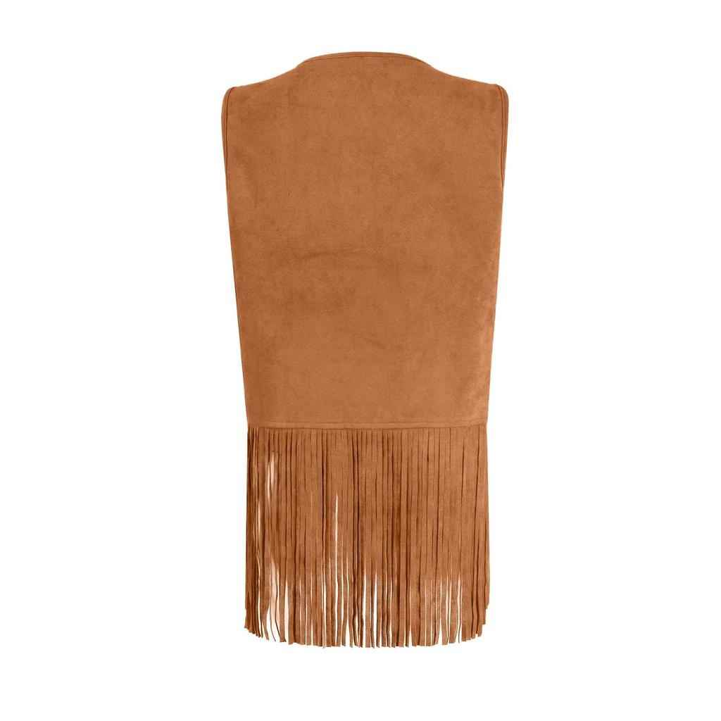 Женский модный замшевый жилет без пуговиц средней длины, однотонный жилет, куртка