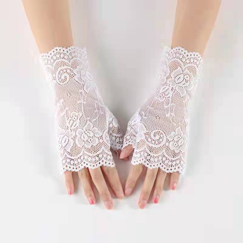 1 пара женских полупальцевых перчаток, женские кружевные перчатки с защитой от ультрафиолета, женские перчатки для вождения