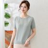 Mom's Summer Short-sleeved Knitted Jacket New Thin Ice Silk T-shirt for Middle-aged and Elderly Women with Foreign Style On Mother's Day