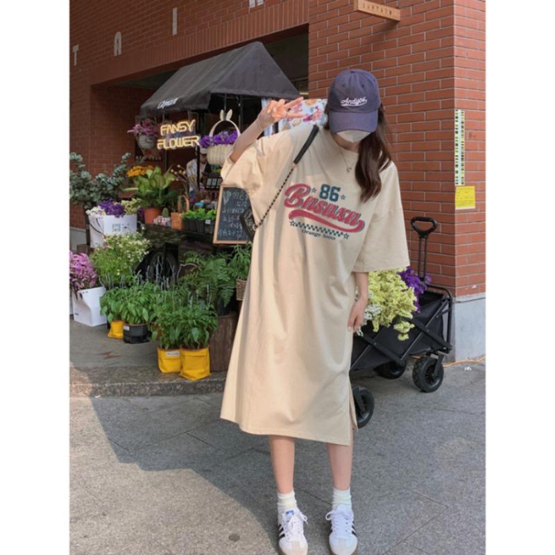 Женское летнее повседневное свободное и тонкое домашнее платье с короткими рукавами, подходящее ко всему