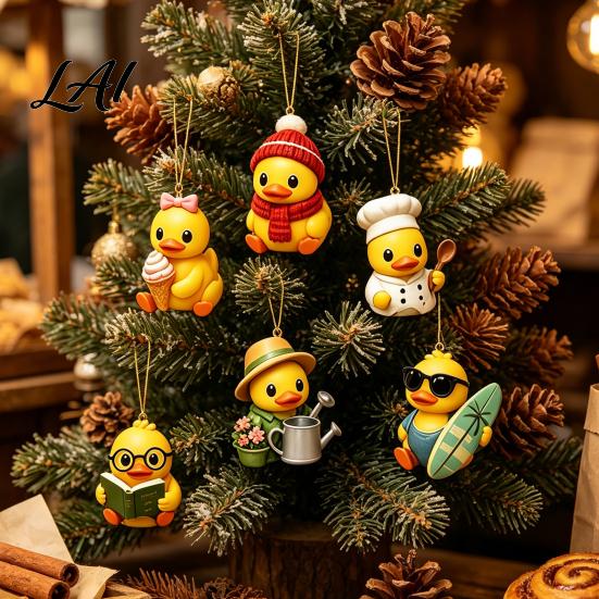 Interactive Holiday Morning Ritual Duck Advent Calendar 24-Day Christmas Countdown Box with Cute Acrylic Calendar Toy Tree Hanging Decor,