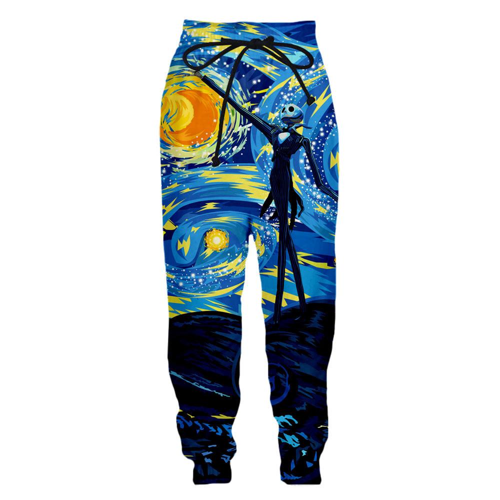 Брюки с принтом на Хэллоуин 3D цифровая печать Мужские и женские повседневные брюки для бега