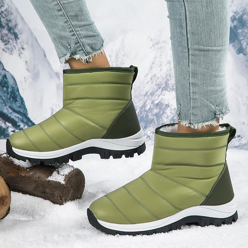 Ladies' Winter Fashionable Anti Slip Wear-resistant and Warm High Top Cotton Shoes with Added Fleece Outdoor Snow Boots