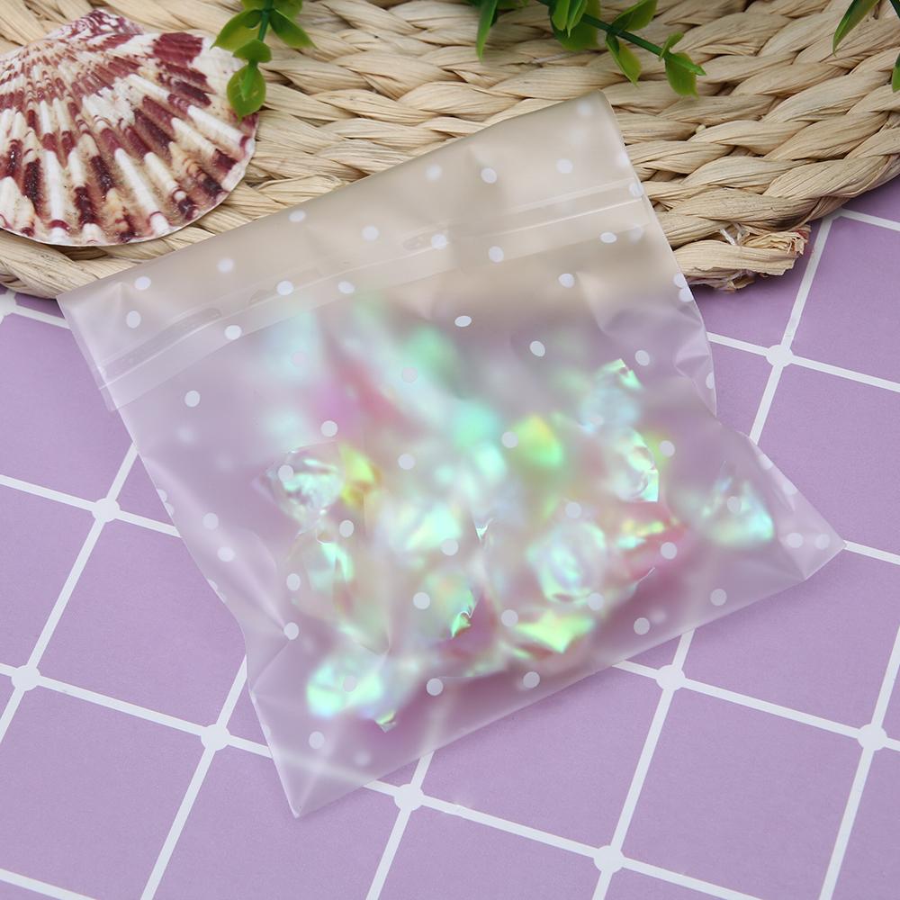 100 PCS Gift Cookie Hot Seal OPP Self Adhesive White Dots Plastic Packaging Bag