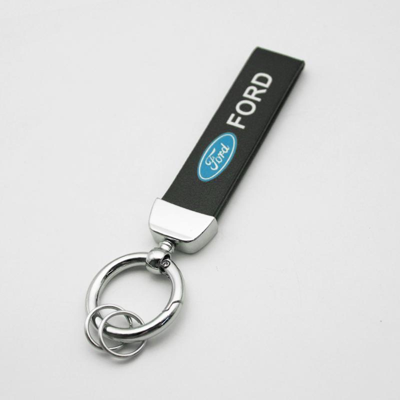 TVEI7 3DMetal/Leather Car Keychain Badge Emblem For Ford Fiesta Focus MK2 Mondeo Kuga Galaxy C-Max S-Max Key Chain Rings Accessories