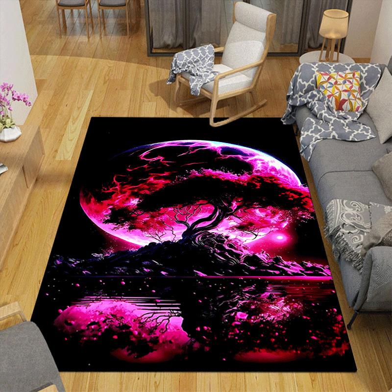 1pc Bloody Tree of Life Design Indoor Area Rug - Soft, Anti-Slip, and Durable Gaming Room Decor for Bedroom