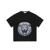Black T-Shirt with Silver Lion Head Print for Casual Wear