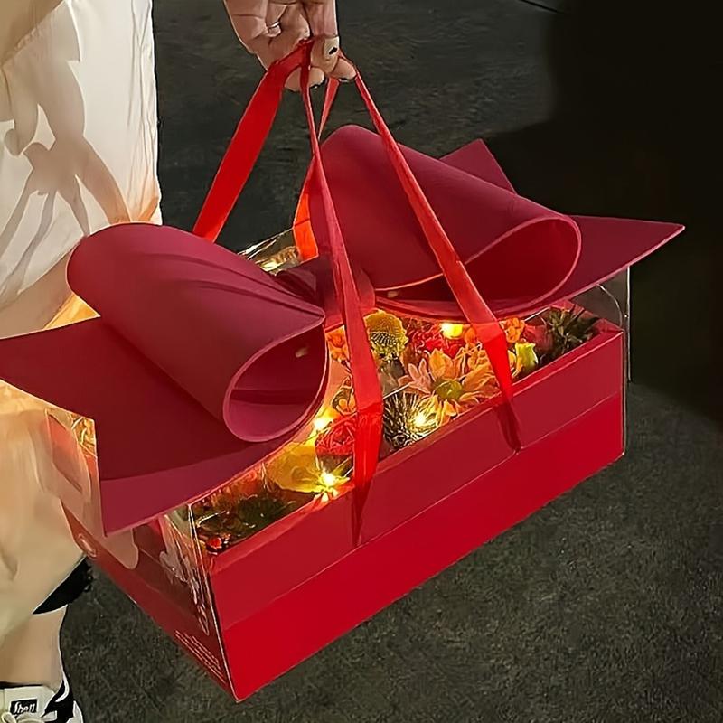 1 шт. Нежный мешок для конфет, ПВХ, коробка для упаковки торта, складная, с бантом для Дня святого Валентина, выпускного, дня рождения, 3 цвета