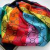 70*70cm Korean Rainbow Silk Square Scarf Women Print Satin Shawl Wrap Hijab Female Bind Hair Band Wrist Luxury Headkerchief