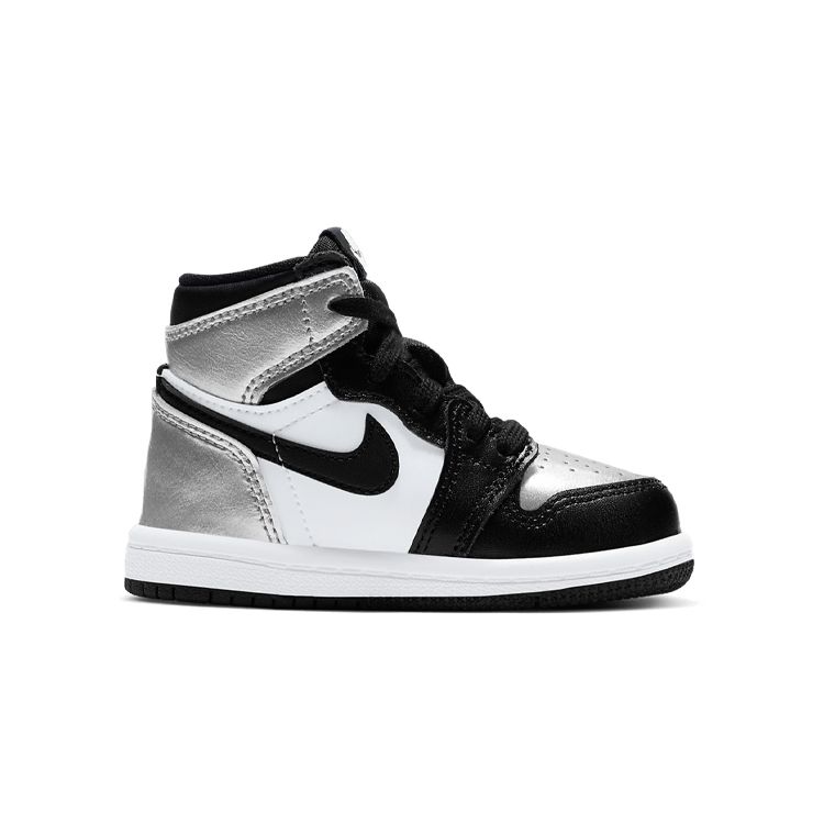 Air Jordan 1 Retro High OG TD Silver Toe Baby Sneakers Black Metallic-Silver White CU0450-001