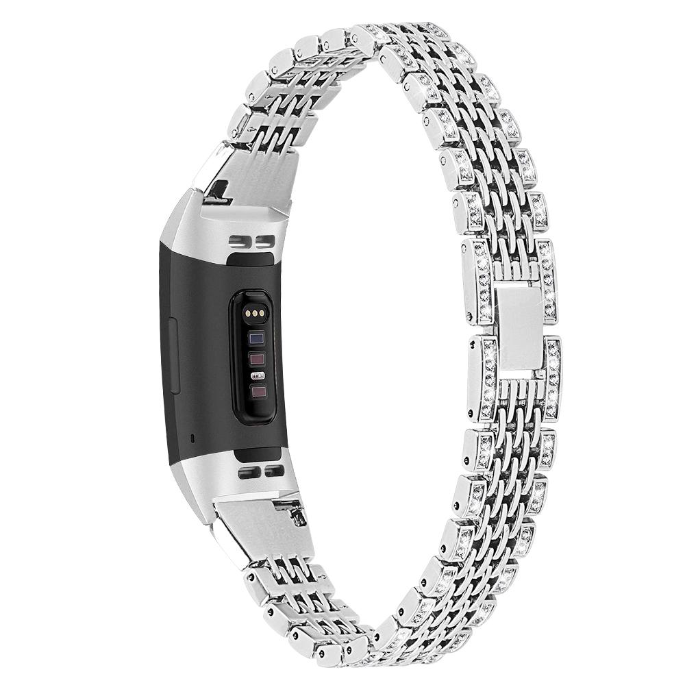 Zinc Alloy with Rhinestone Decor Watch Band for Fitbit Charge 4/3
