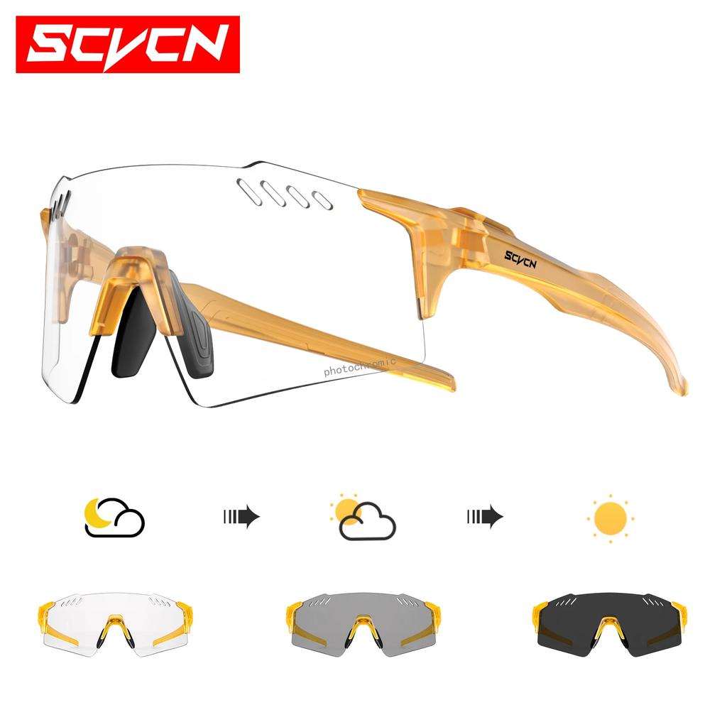 Фотохромные велоочки SCVCN с защитой UV400, спортивные очки для MTB, для велосипеда, гольфа, кемпинга, вождения, на открытом воздухе