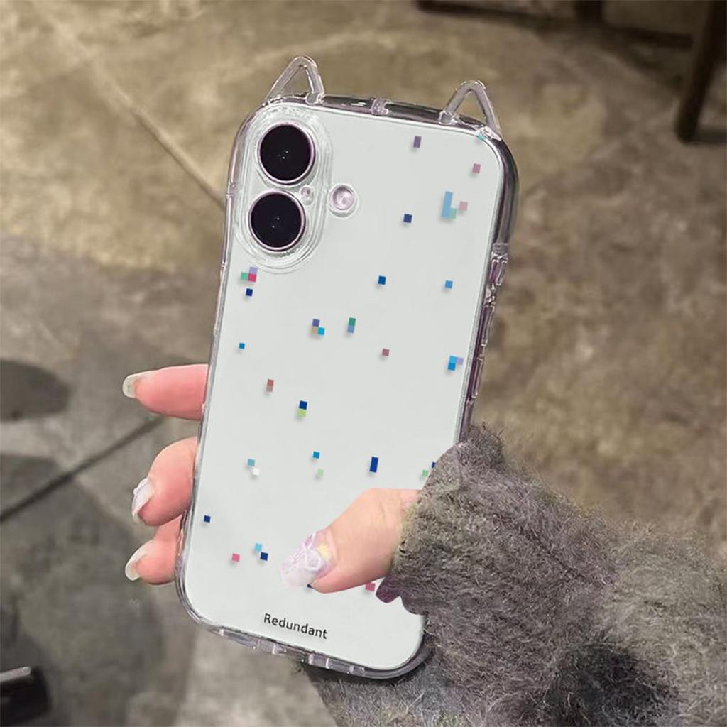 Прозрачный чехол для мобильного телефона с кошачьими ушками, чехол для мобильного телефона Huaqiangbei, летний чехол для мобильного телефона с воздушной подушкой против падения, простой и высококлассный для девочек