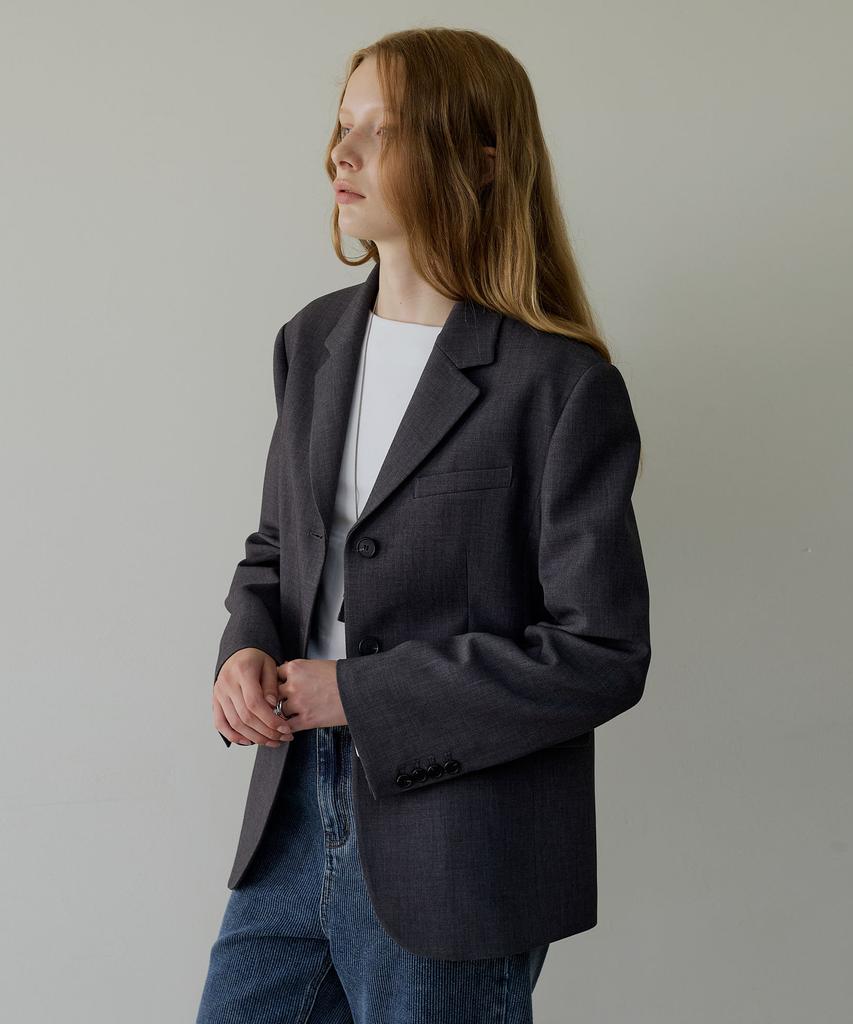 ARTID Wool Belted Single Jacket_Charcoal