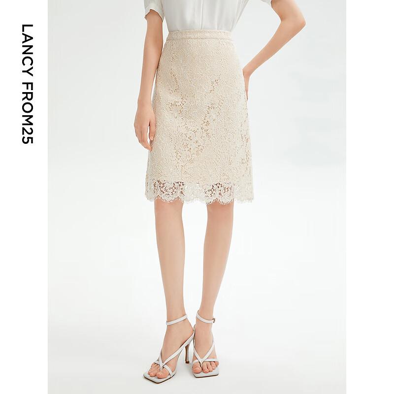 LANCY High-Waisted Vintage Lace Straight Skirt