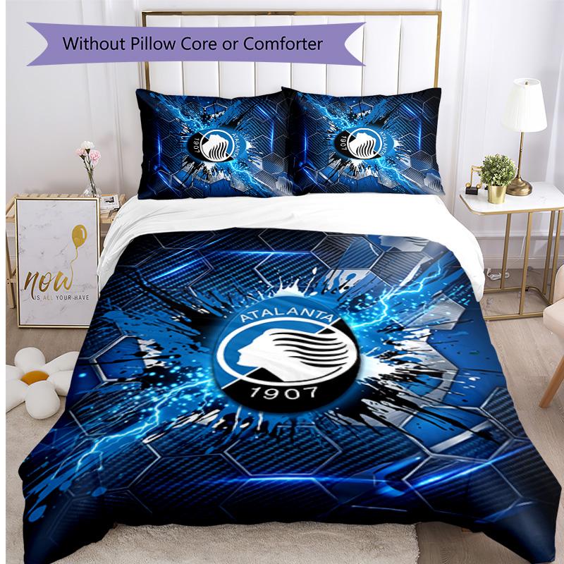 Atalanta FC Printed 3PCS Bedding Set Breathable Duvet Cover with Pillowcases Decorative Bed Linen for Bedroom Home