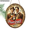 Двумерная плоская алюминиевая ретро круглая металлическая табличка Pilsner Urquell Реклама пива, Винтажный настенный декор с веревкой для подвешивания, Декор в стиле рустик-шик для дома