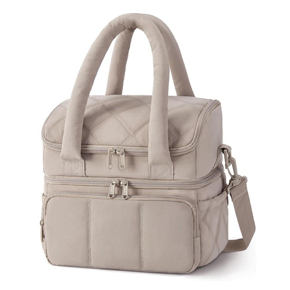 Portable Tumbler Compartment Lunch Bag Thickened Double Layer Picnic Bag Heat Preservation Large Capacity Cooler Bag Daily Use