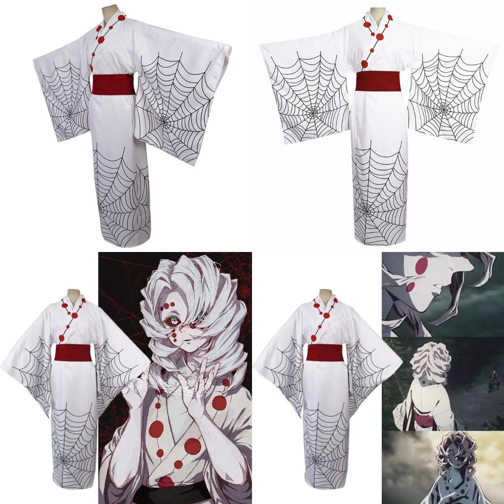 Клинок, рассекающий демонов Двенадцать Кидзуки Руи Косплей Костюм Кимоно из смесовой ткани с хлопком