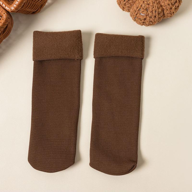 Female Winter Fleece Warm Socks Soft Comfortable Solid Color Home Floor Thick Stocking Soft Boots Sleeping Socks New