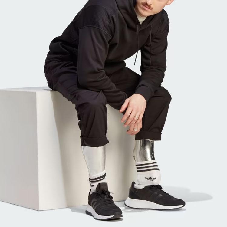 Adidas Толстовка с капюшоном Originals Trefoil Adventure с однотонным логотипом, мужские топы, черные IJ0706