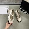 Bow Lolita Shoes Thick Heel Mary Jane Shoes Women's 2025 New Spring High Heels Retro Evening Single Shoes