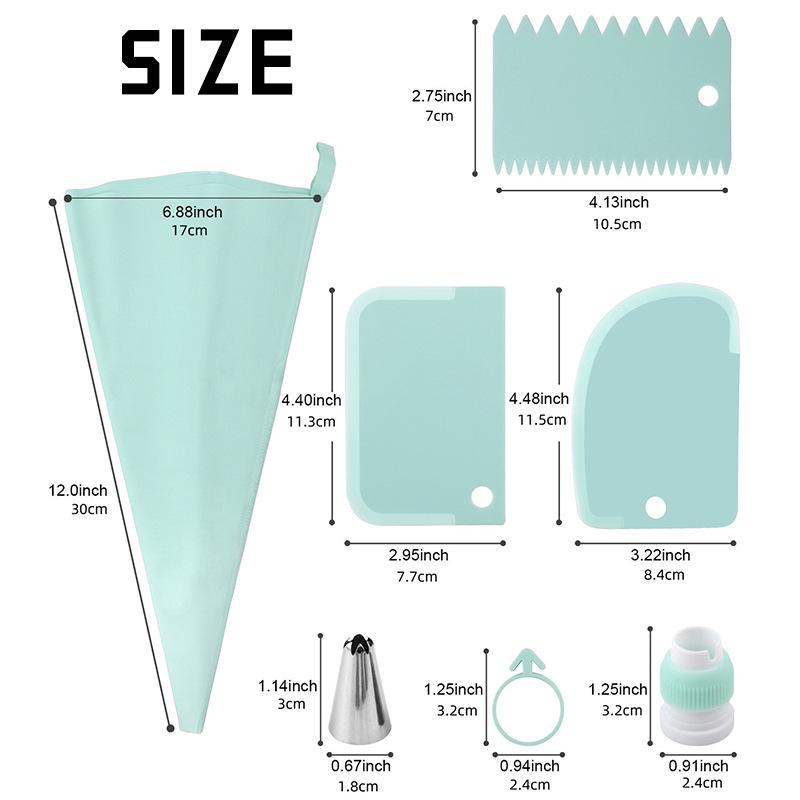 Набор силиконовых насадок для глазури с муфтой и кондитерским мешком для украшения торта