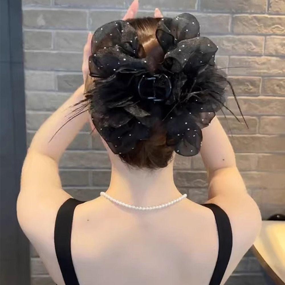 Кисточка Захват Клип Звездное Небо Перо Пузырь Акула Клип Элегантный Головной Убор Женщины