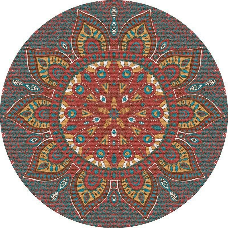 Ретро Богемные Ковры Мандала Цветок Круглый Принт Ковер Гостиная Роскошная Диванная Зона Кресло Мягкий Напольный Коврик Декор Спальни