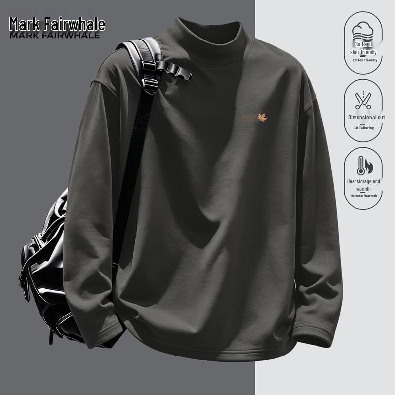 Mark Fairwhale Men's Mock Neck Long Sleeve Casual T-Shirt
