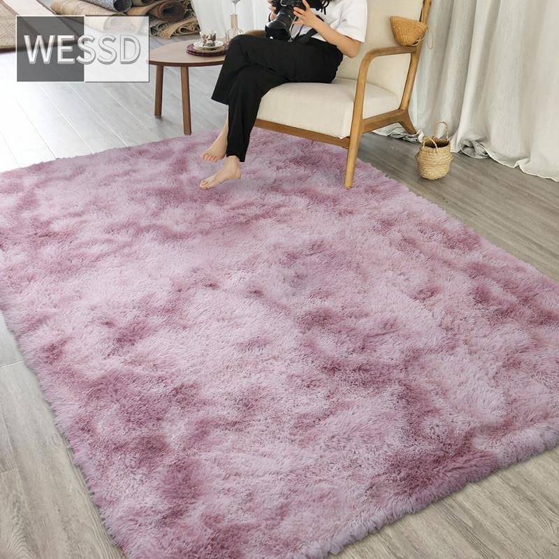Плюшевый ковер для гостиной с градиентным разноцветным лохматым мягким напольным ковриком в спальне, лохматый ковер для детской комнаты