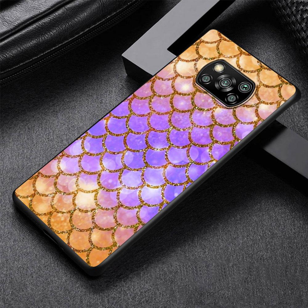 Mermaid Cool Case for Xiaomi Poco X3 NFC X5 F4 F3 M4 Pro X4 GT M5s M5 Pocophone F1 M3 Black TPU Phone Cover Shell