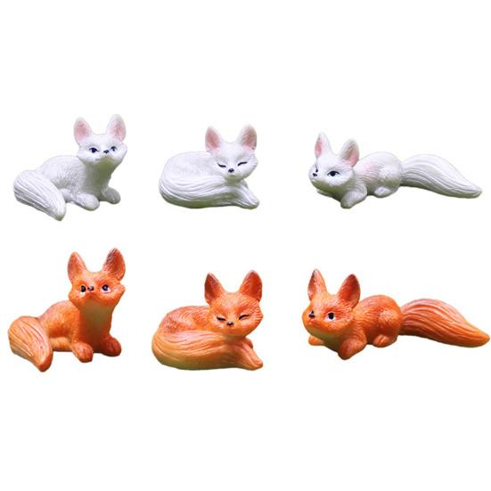 1/3/6 шт. Миниатюрные фигурки лис из смолы, миниатюрные лисы, ландшафтные фигурки лис, сувениры для вечеринок, декор для сада и дома