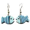 [R1271] - Handmade Earrings 'Columbine & Harlequin' Blue (fish) - 16x11 Mm