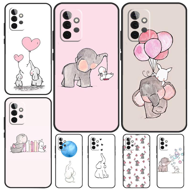 Cute Elephant Phone Case For Samsung Galaxy A53 A33 A23 A13 A52 A32 A22 A12 A51 A71 A14 A24 A34 A54 A21S