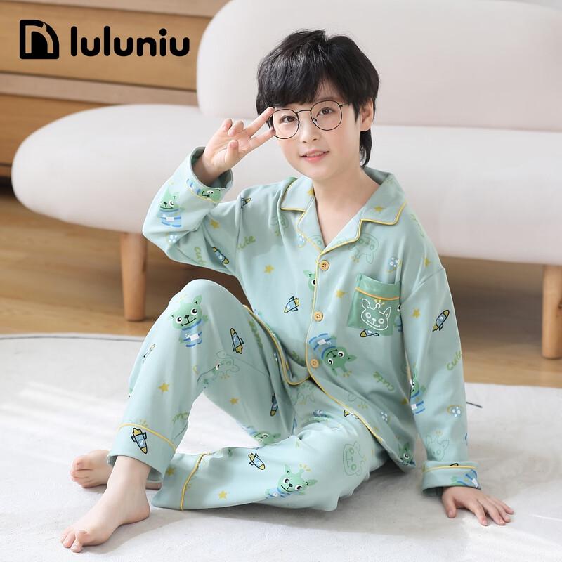 Мальчишеская пижама с длинным рукавом из чистого хлопка Lulu Niu