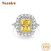 Кольцо Tancision S925 из стерлингового серебра 7*9, женское кольцо с желтым бриллиантом для старшего возраста, квадратное кольцо с красным бриллиантом