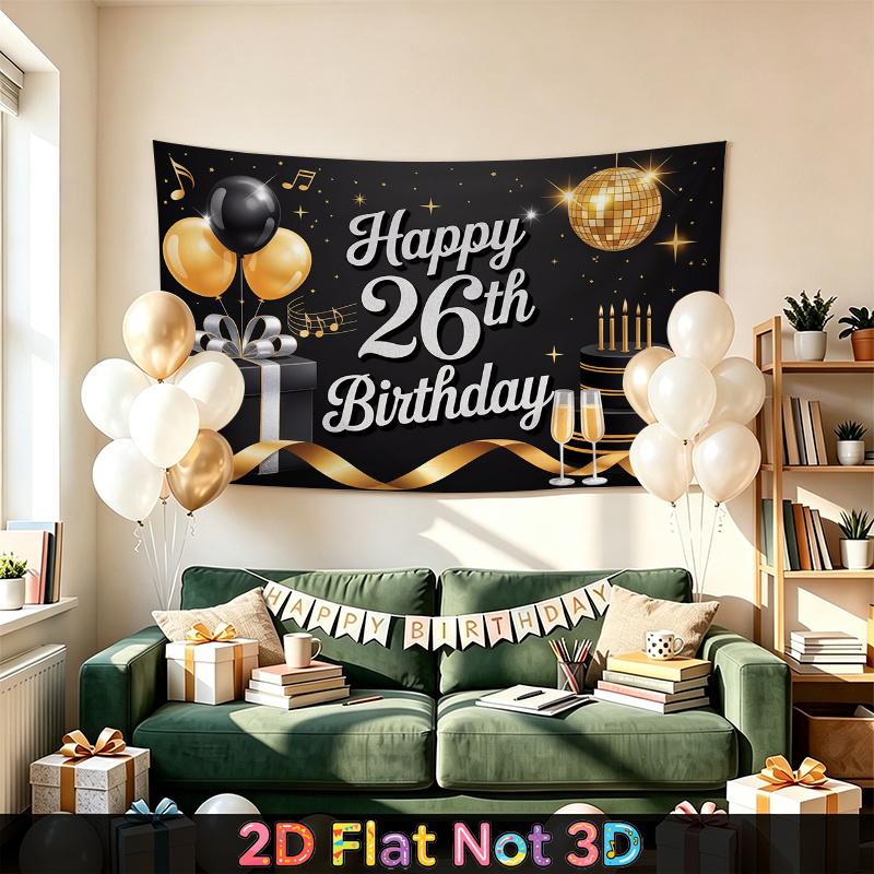 1pc Birthday 26th Balloon Elegant Party Banner Red