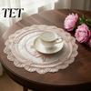 Washable Table Linens for Weddings Round Lace Placemat, 11 Inch Floral Doily, Sheer Mesh Coaster, Ornamental Covers Parties Decorative Elegant Doilies