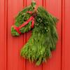 Farm Horse Head Christmas Wreath Simulation Green Plant Front Door Hanging Wreath Decoration