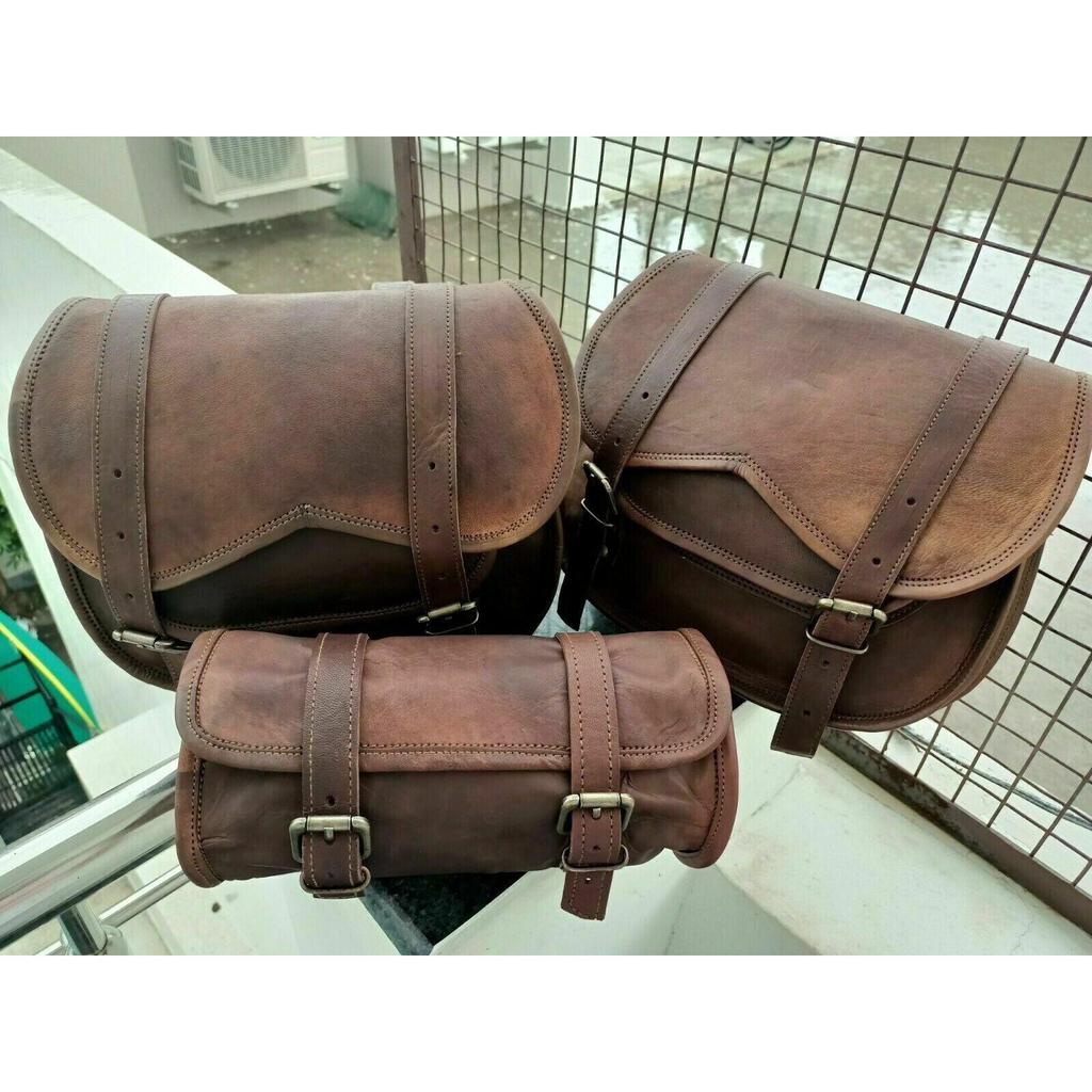 Мотоциклетная седельная сумка COMBO 3 из натуральной коричневой кожи, кофры, сумка для инструментов, боковая сумка