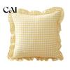 Soft Breathable Bed Pillows Ruffle Throw Pillow Cover, Cotton Plaid Case with Frill Edge, 18x18 Square Sofa Decor Inch 20x12 Decorative Cover