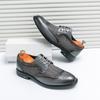2024 New Mesh Breathable Summer Leather Shoes Business Luxury Brogue Carving Dress Shoes Retro Color Lace-up Fashion