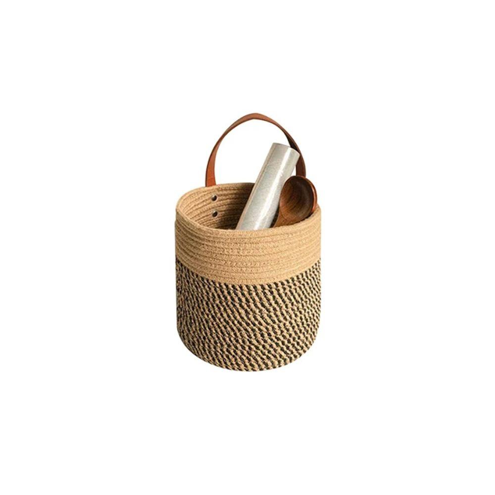 Cotton Rope Hand Woven Hanging Baskets Natural Wicker Plant Flower Pot Snack