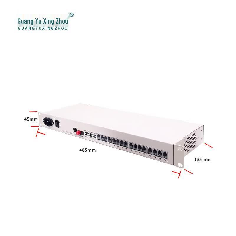 16-канальный оптоволоконный приемопередатчик для телефона и Ethernet (1U для установки в стойку)