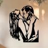 1pc Romantic Kissing Silhouette, At Midnight, Kissing Metal Wall Art, Modern Kissing Couple Metal Wall Decoration, Suitable For Valentine's Day