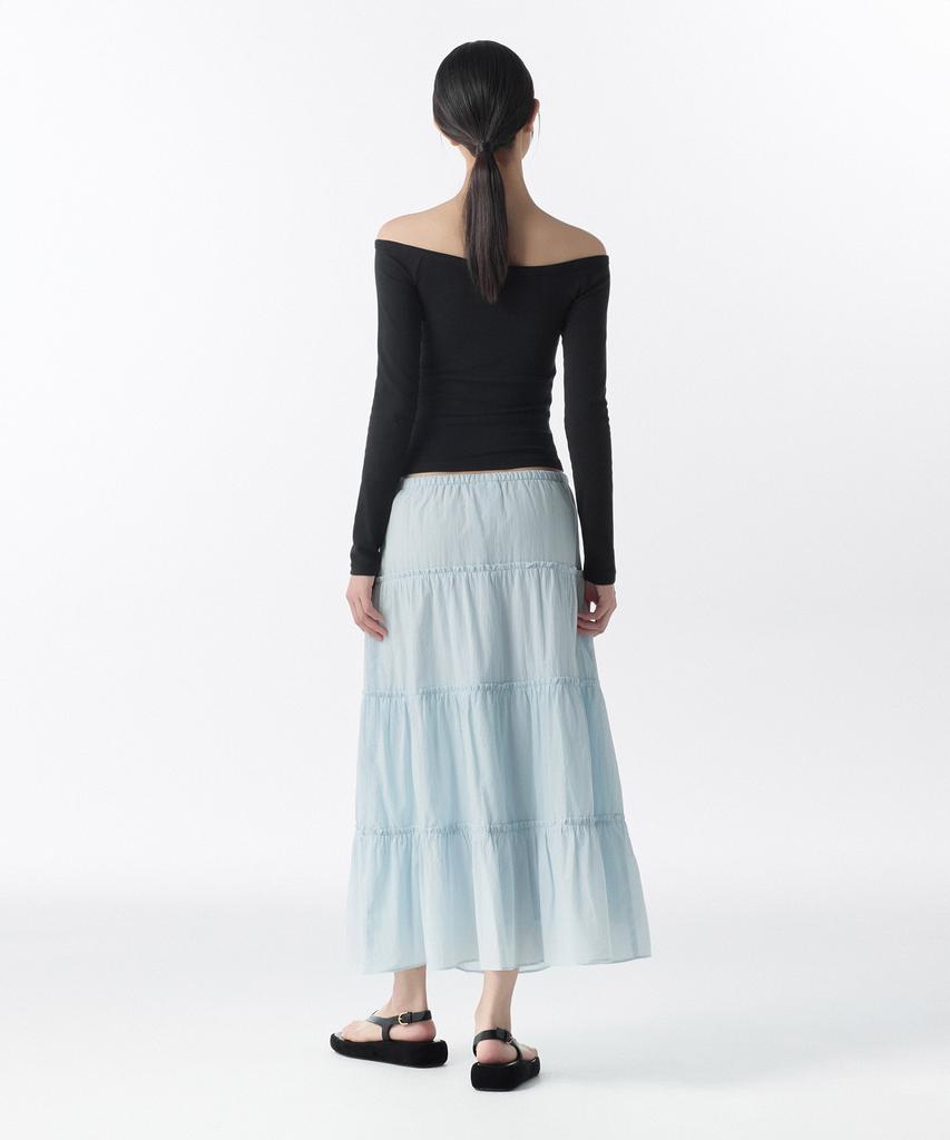 Musinsa Standard Woman Women'S Cotton Tiered Long Skirt [Pale Blue]
