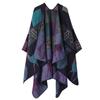 Women's Fashion Pashmina Autumn and Winter Cloak Thicken Warm Shawl Knitted Wraps Split Cape