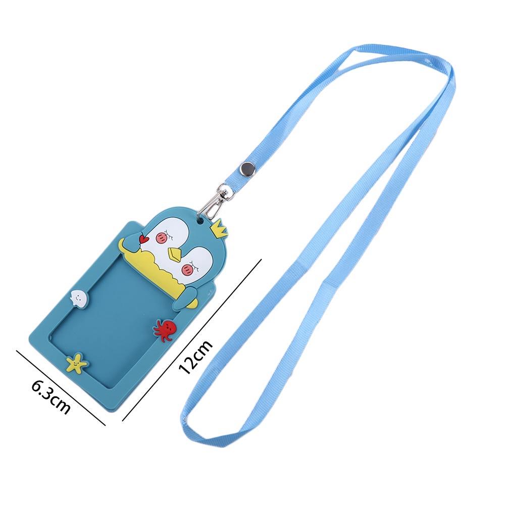 Милый держатель для визитки с животным, силиконовый держатель для ID-карты, рабочий пропуск с веревкой, защитная обложка