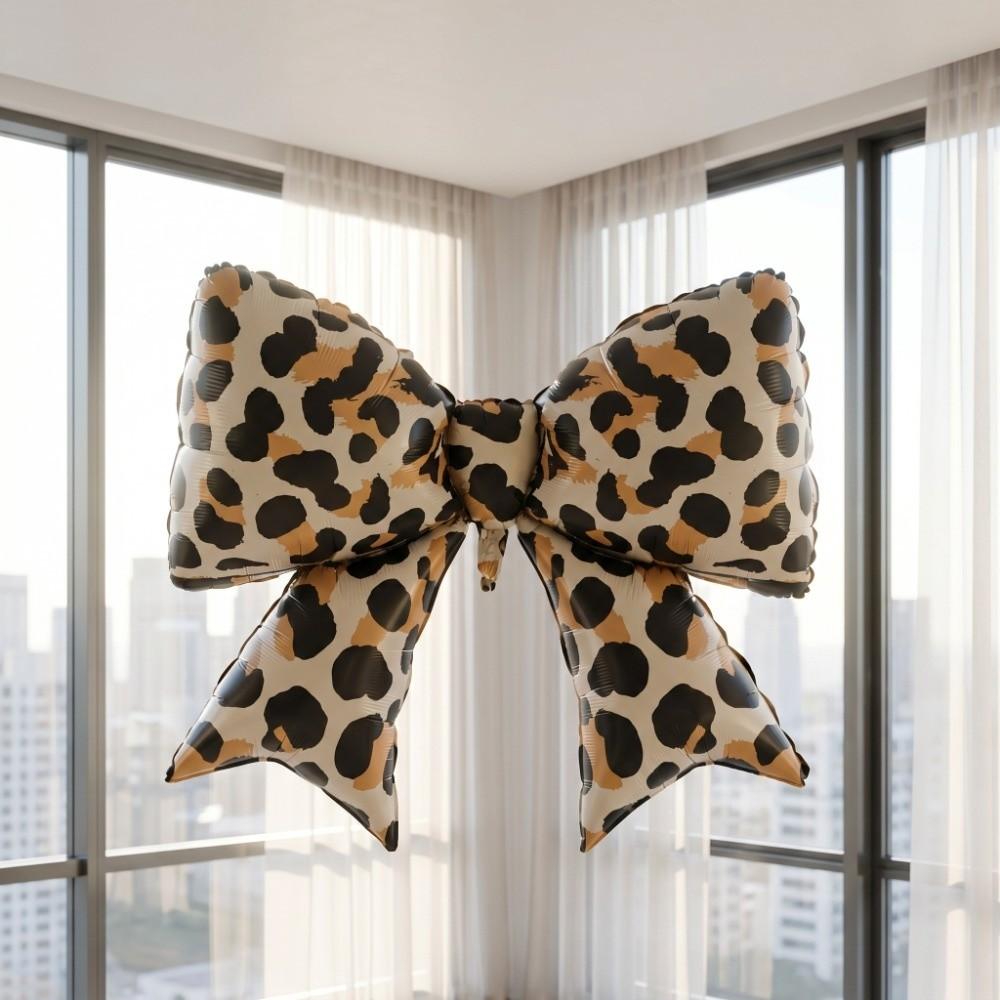 2pcs Aluminum Foil Bowknot Balloon Romantic Festival Party Balloon Leopard Print Balloon  Graduation